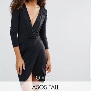 New Asos tall low cut black dress
